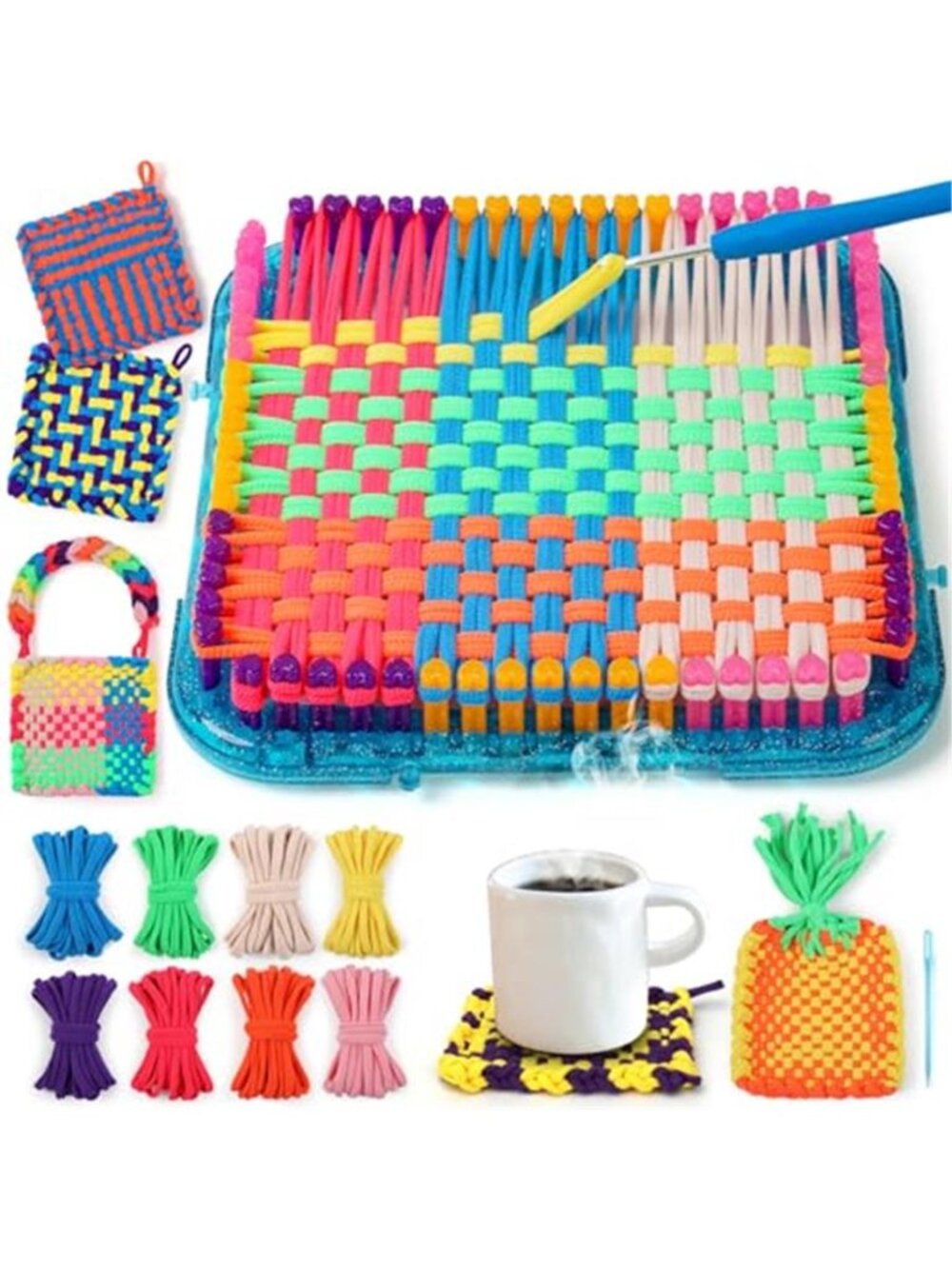 Kids Weaving Loom Craft Kit Rainbow Loop DIY Potholder Sewing Arts And Crafts